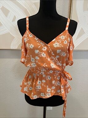 Sienna Sky Orange Floral Wrap Camisole